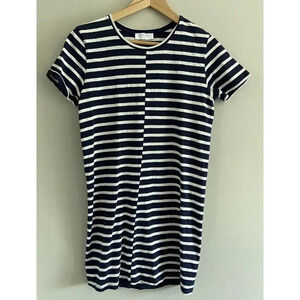 Everlane T-Shirt Dress Short Sleeve Navy Blue Cream Stripe Small S